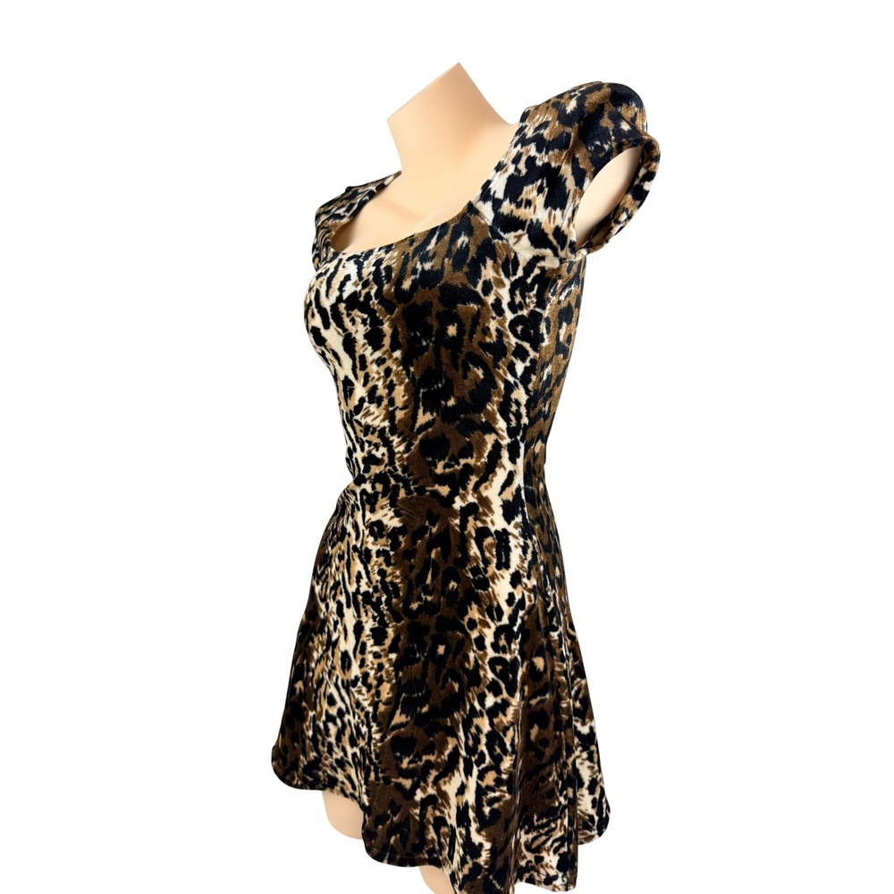 Mob Wife Indie Sleaze The Original USA Leopard Print Velvet Mini Dress Small - Picture 6 of 11